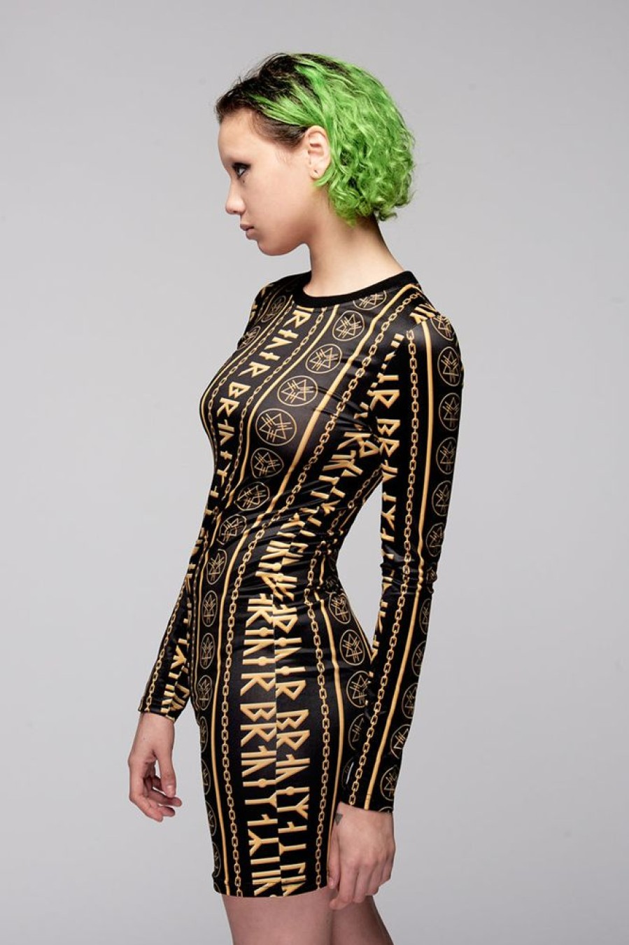 Women LONG CLOTHING | Gold Rune Dress