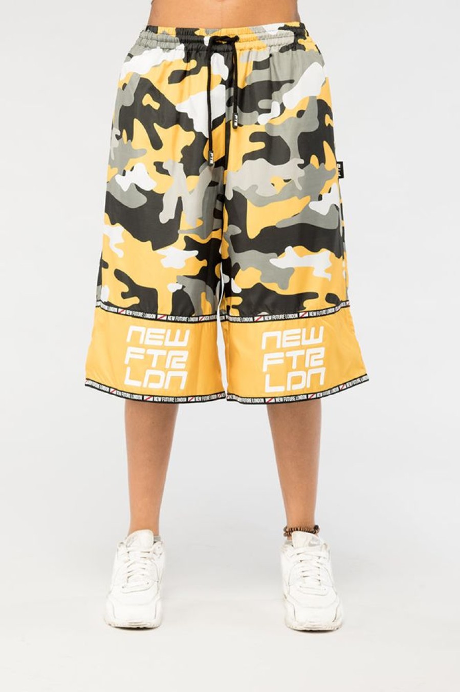 Unisex NEW FUTURE LONDON | Racer Logo Shorts (Camo Yellow)