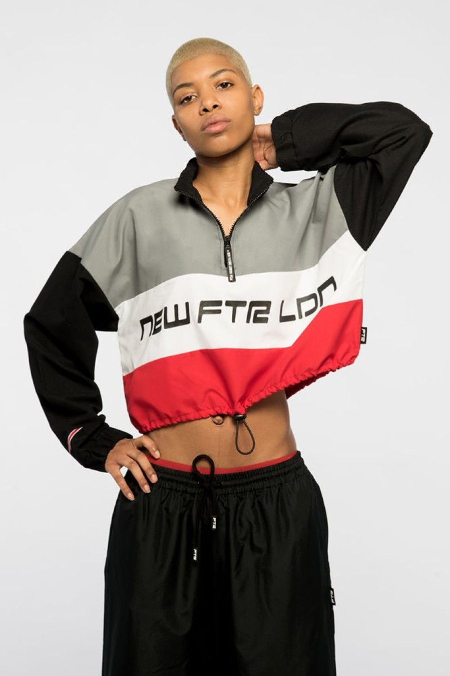 Unisex NEW FUTURE LONDON | Racer Logo Cropped Windbreaker (Grey/Red)