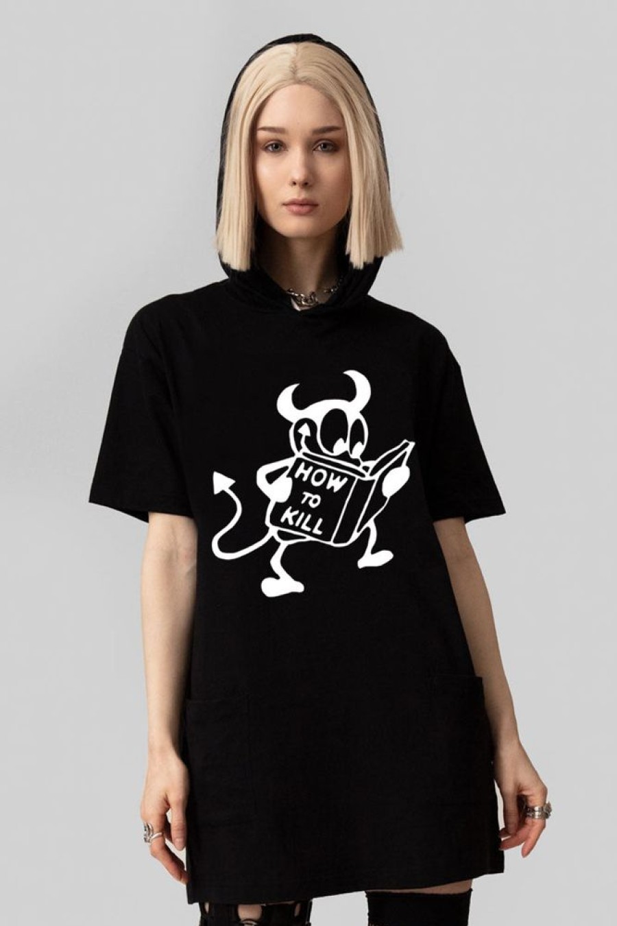 Unisex LONG CLOTHING | How To Kill - Hooded Tshirt (B)