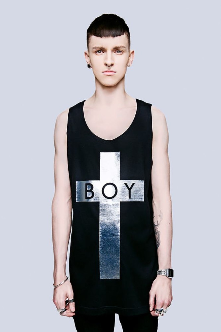 Unisex BOY LONDON | Boy Cross Vest (Silver)