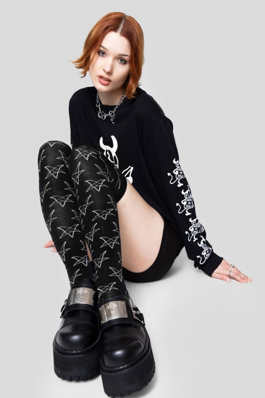 Unisex LONG CLOTHING | Satan Loves You Thigh High Socks