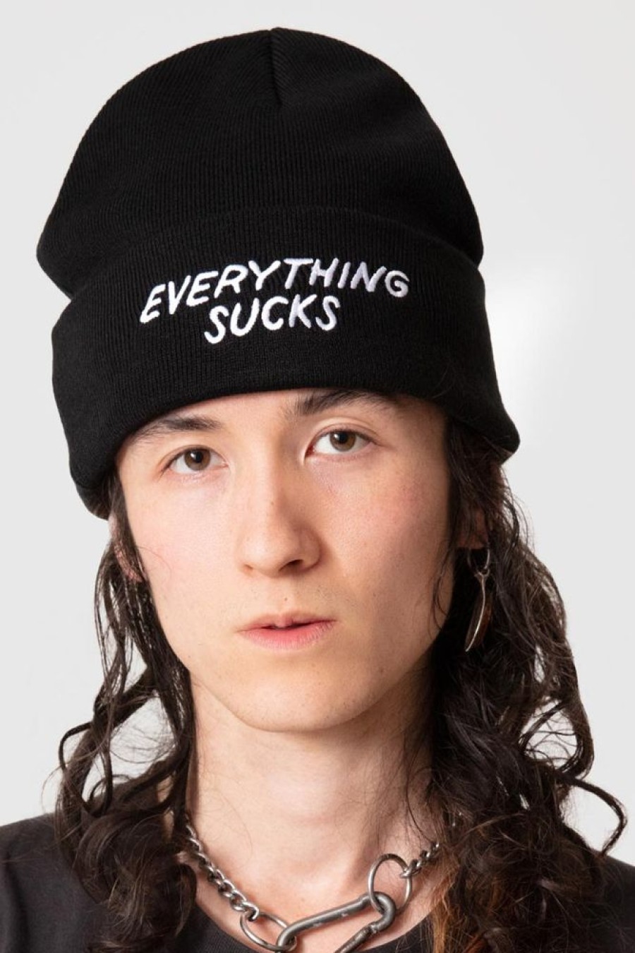 Unisex LONG CLOTHING | Everything Sucks Beanie (B)