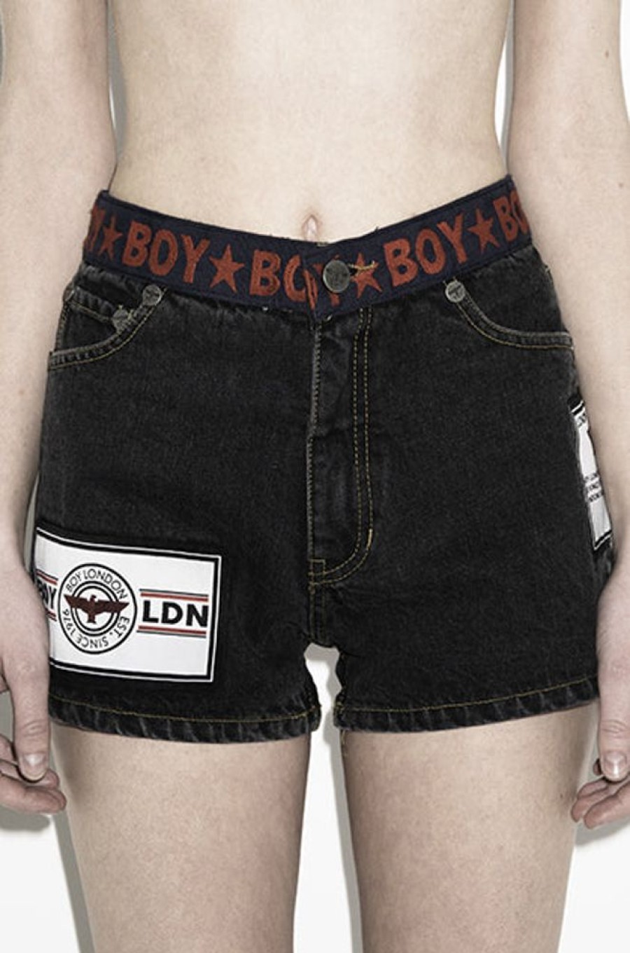 Women BOY LONDON | Boy Denim Shorts (Black)