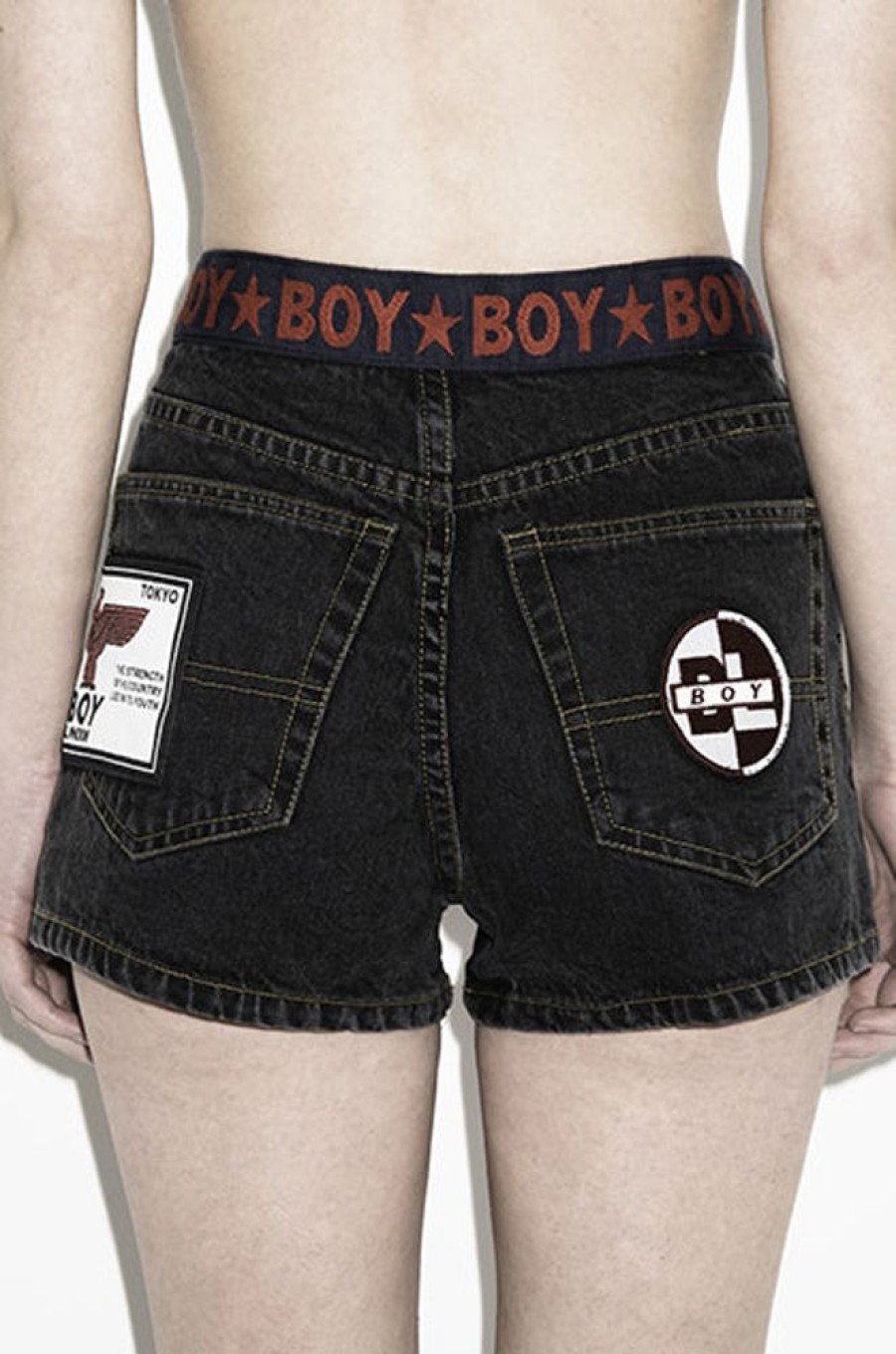 Women BOY LONDON | Boy Denim Shorts (Black)