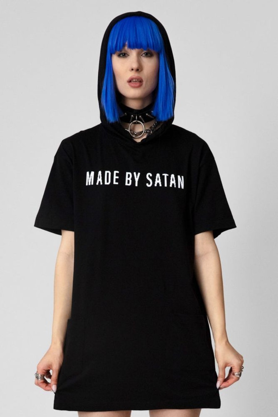 Unisex LONG CLOTHING | Made By Satan - Hooded Tshirt (B)