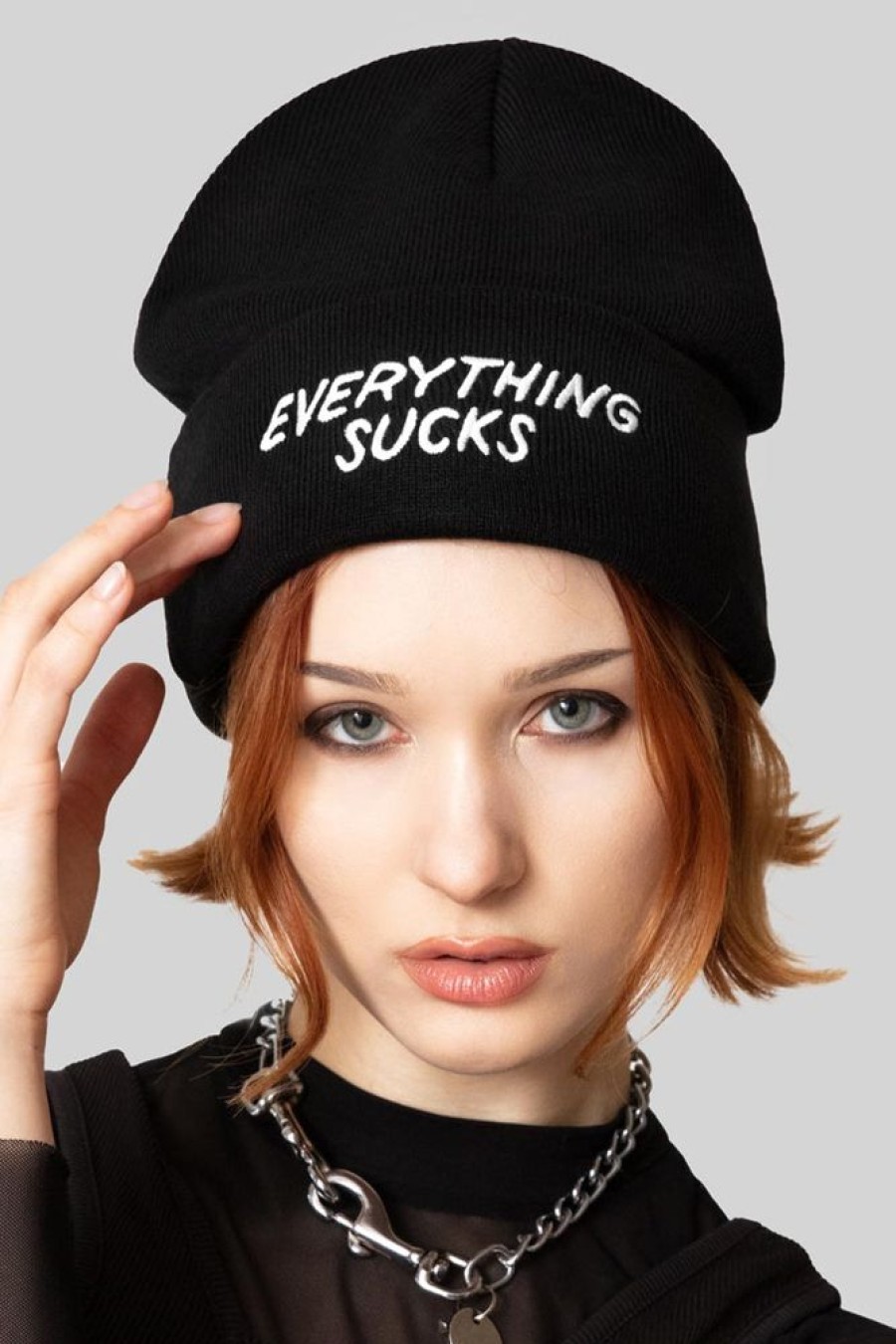 Unisex LONG CLOTHING | Everything Sucks Beanie (B)