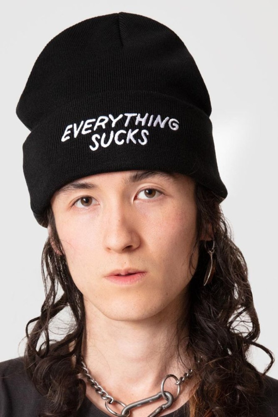 Unisex LONG CLOTHING | Everything Sucks Beanie (B)