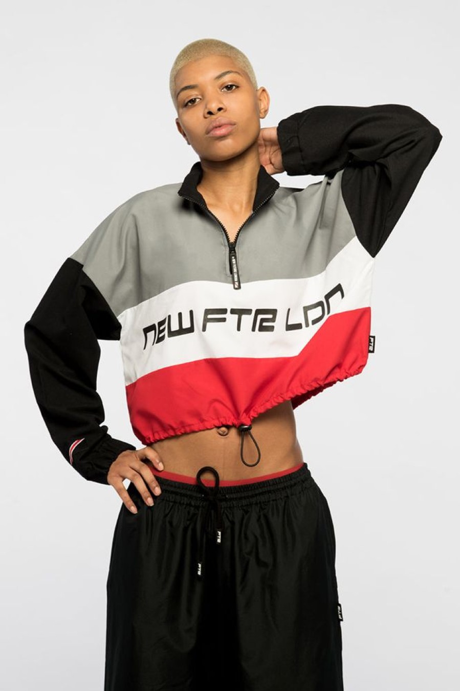 Unisex NEW FUTURE LONDON | Racer Logo Cropped Windbreaker (Grey/Red)