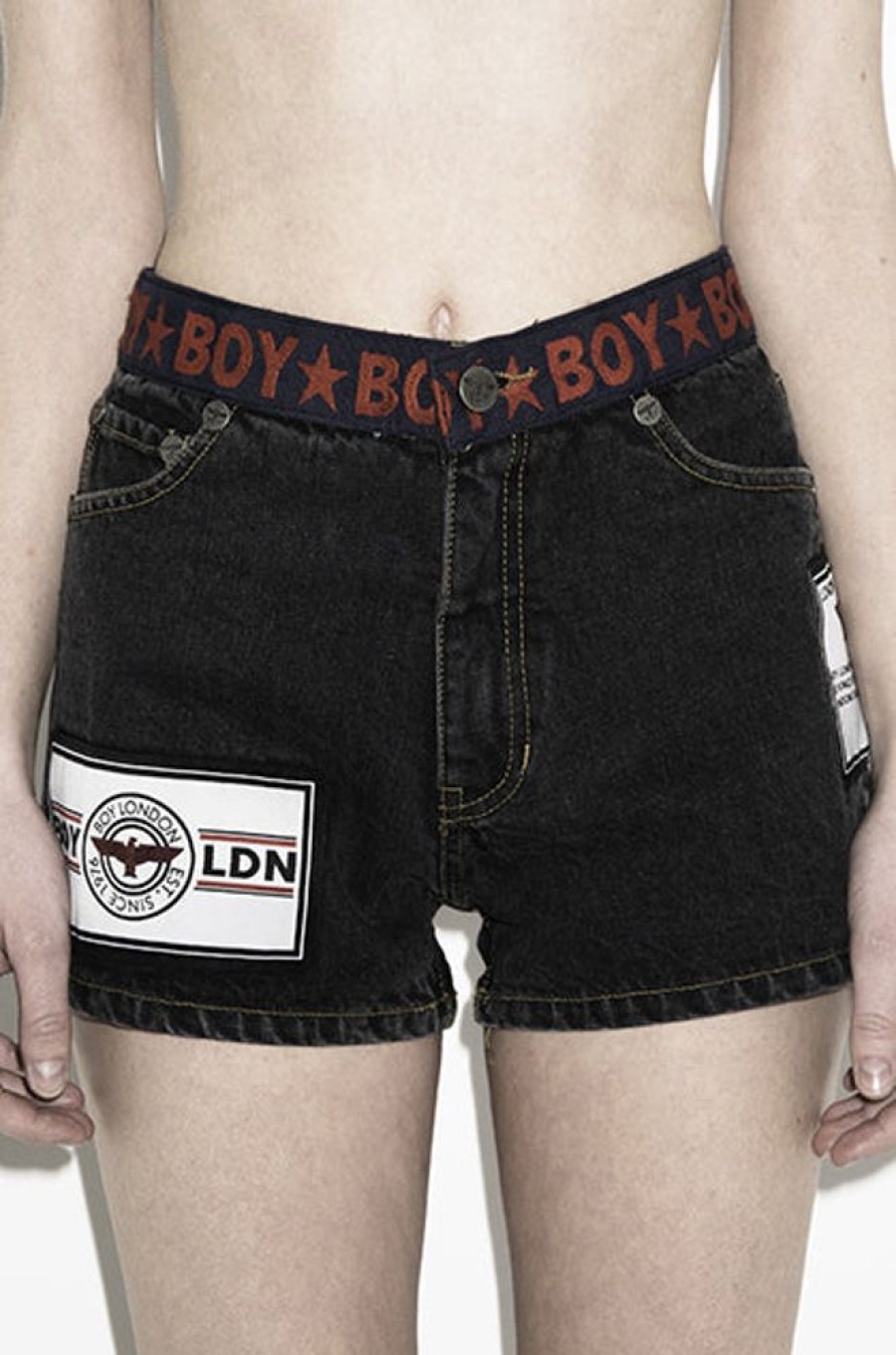 Women BOY LONDON | Boy Denim Shorts (Black)