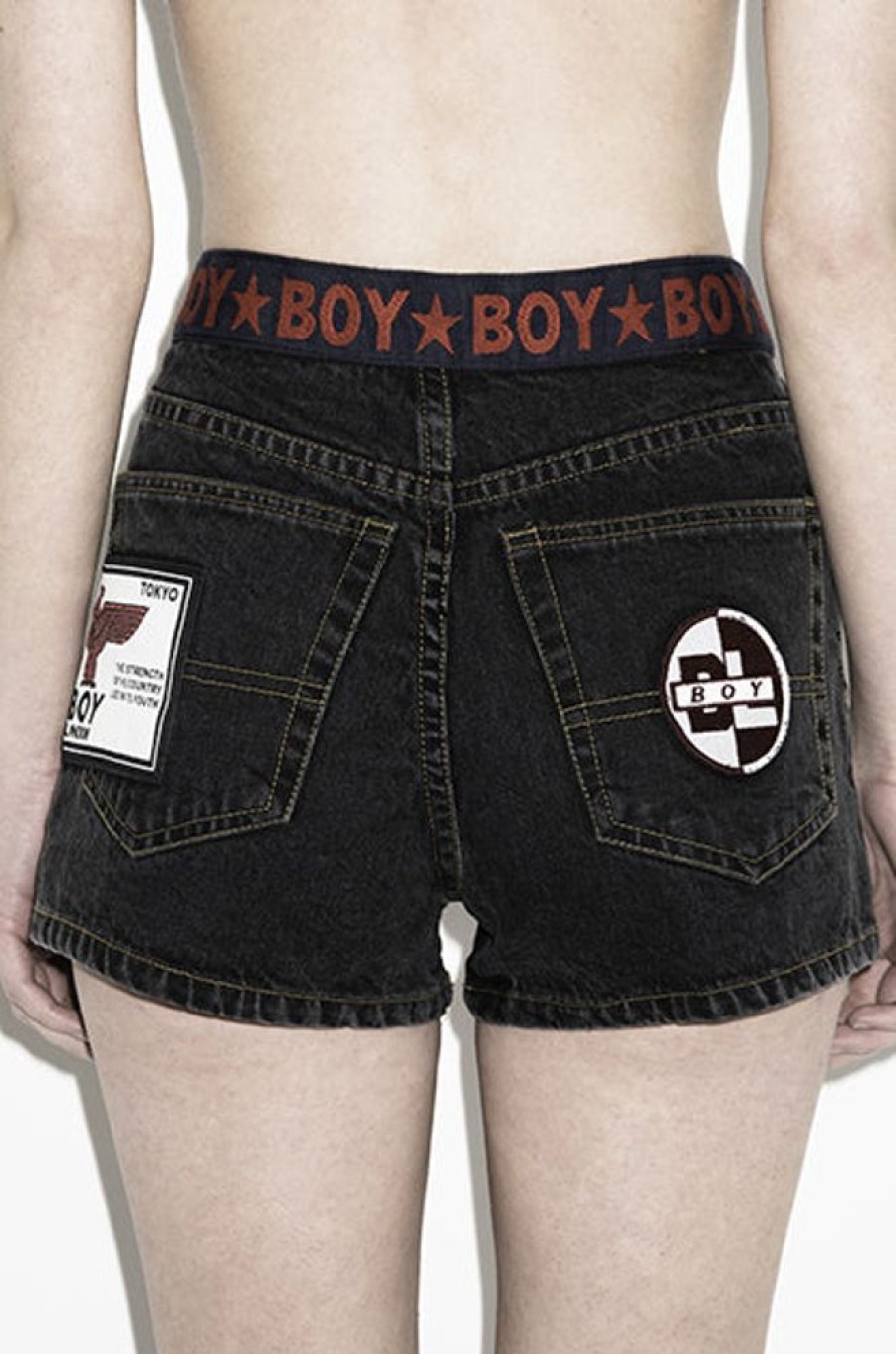 Women BOY LONDON | Boy Denim Shorts (Black)