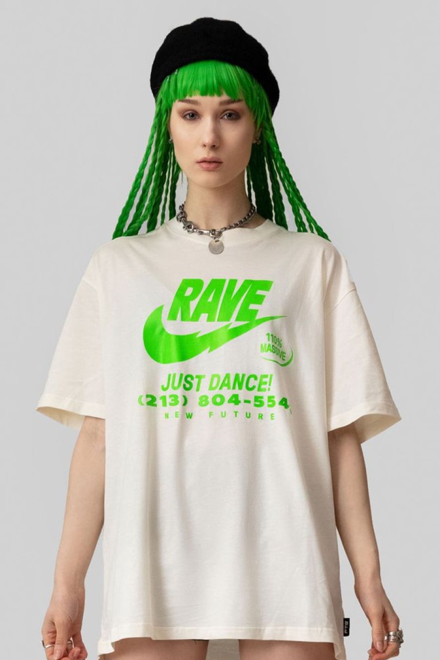 Unisex NEW FUTURE LONDON | Illegal Rave (Wht/Green) -Tshirt