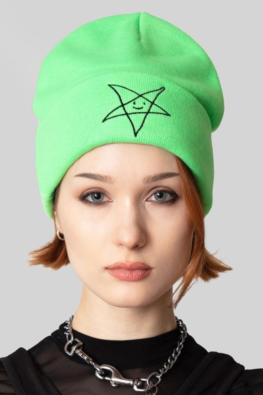 Unisex LONG CLOTHING | Satan Loves You Beanie (Green)