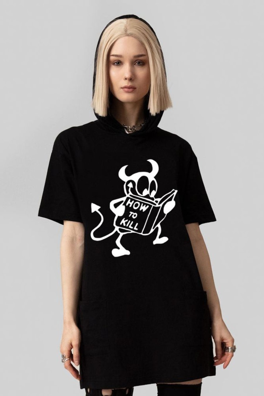 Unisex LONG CLOTHING | How To Kill - Hooded Tshirt (B)