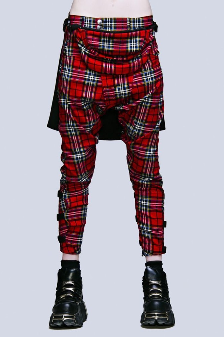 Women LONG CLOTHING | Clip Pants (Red Tartan)