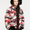 Unisex NEW FUTURE LONDON | Fur Hood Bomber Jacket (Camo Red)