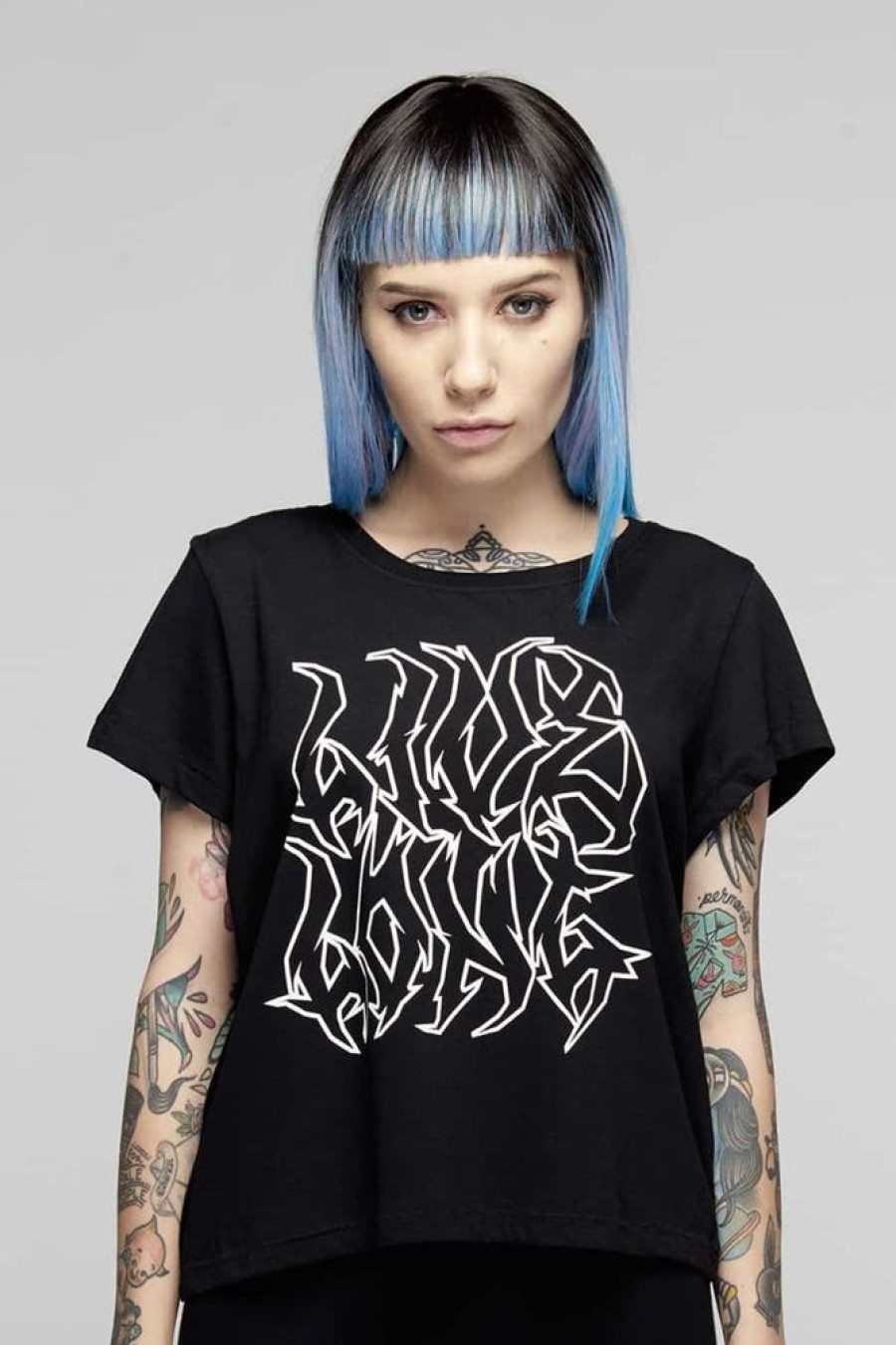 Unisex LONG CLOTHING | Live Long 'Metal Logo' Crop T Shirt (B)