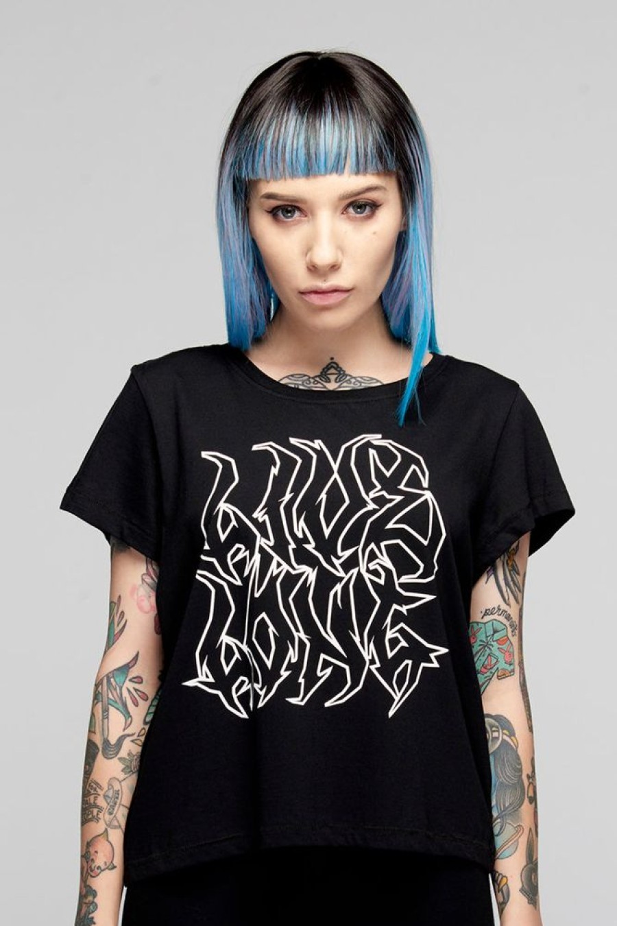 Unisex LONG CLOTHING | Live Long 'Metal Logo' Crop T Shirt (B)