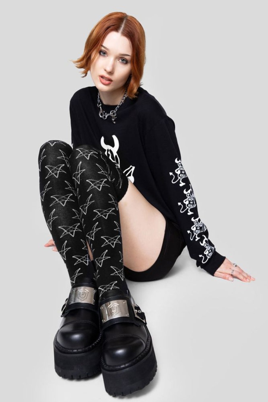 Unisex LONG CLOTHING | Satan Loves You Thigh High Socks