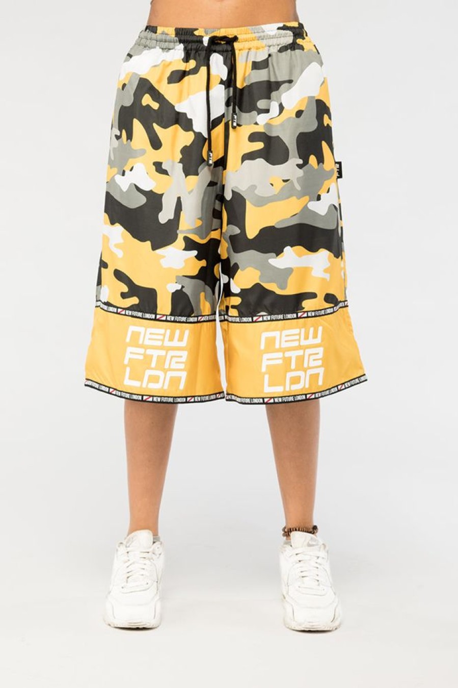 Women NEW FUTURE LONDON | Racer Logo Shorts (Camo Yellow)