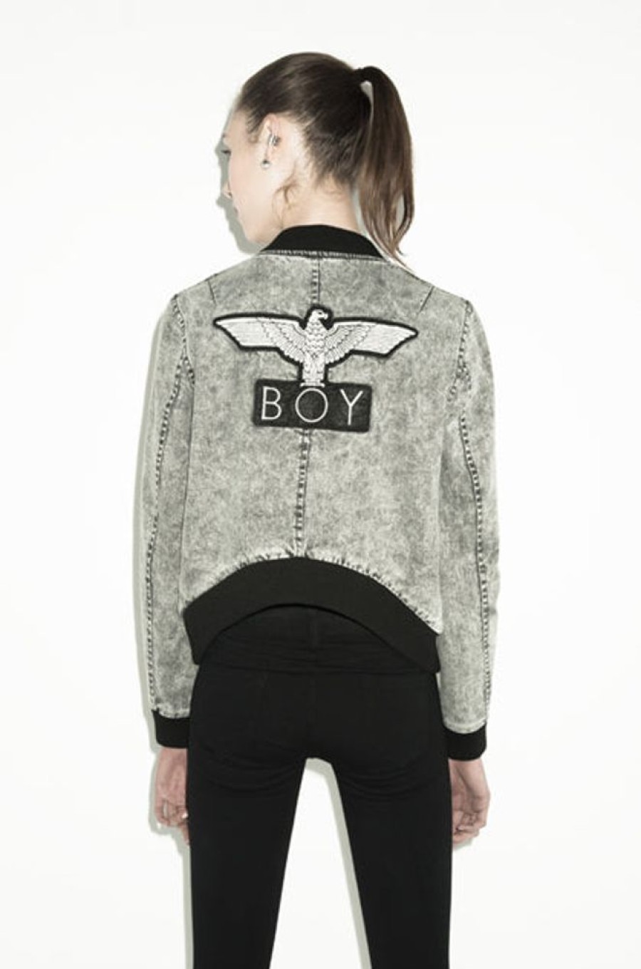 Women BOY LONDON | Boy Denim Jacket (Grey Acid)