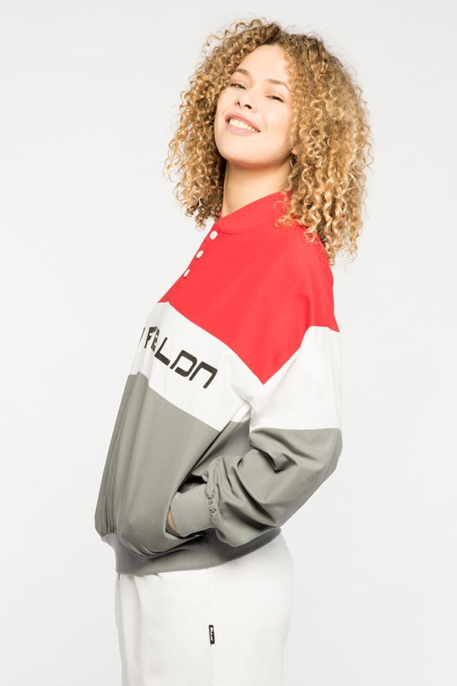 Unisex NEW FUTURE LONDON | Racer Logo Button Sweatshirt (Red/Grey)