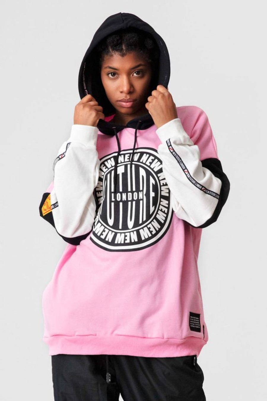 Unisex NEW FUTURE LONDON | Stamp Logo Hooded Sweatshirt (Pink)