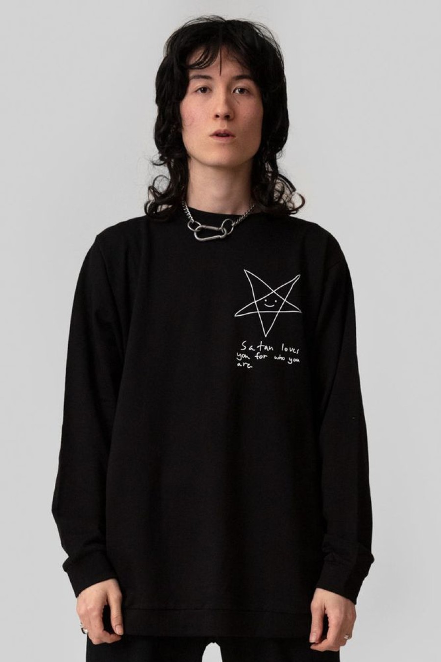 Unisex LONG CLOTHING | Satan Loves You Pocket Sweat