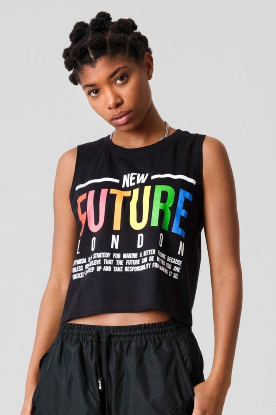 Unisex NEW FUTURE LONDON | Believe Crop Top (Black)