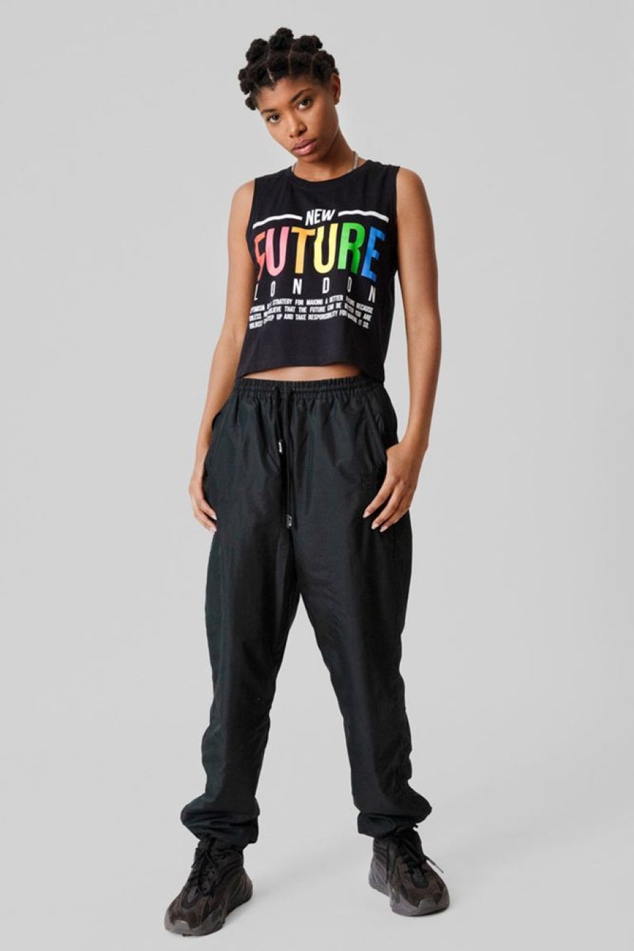 Unisex NEW FUTURE LONDON | Believe Crop Top (Black)