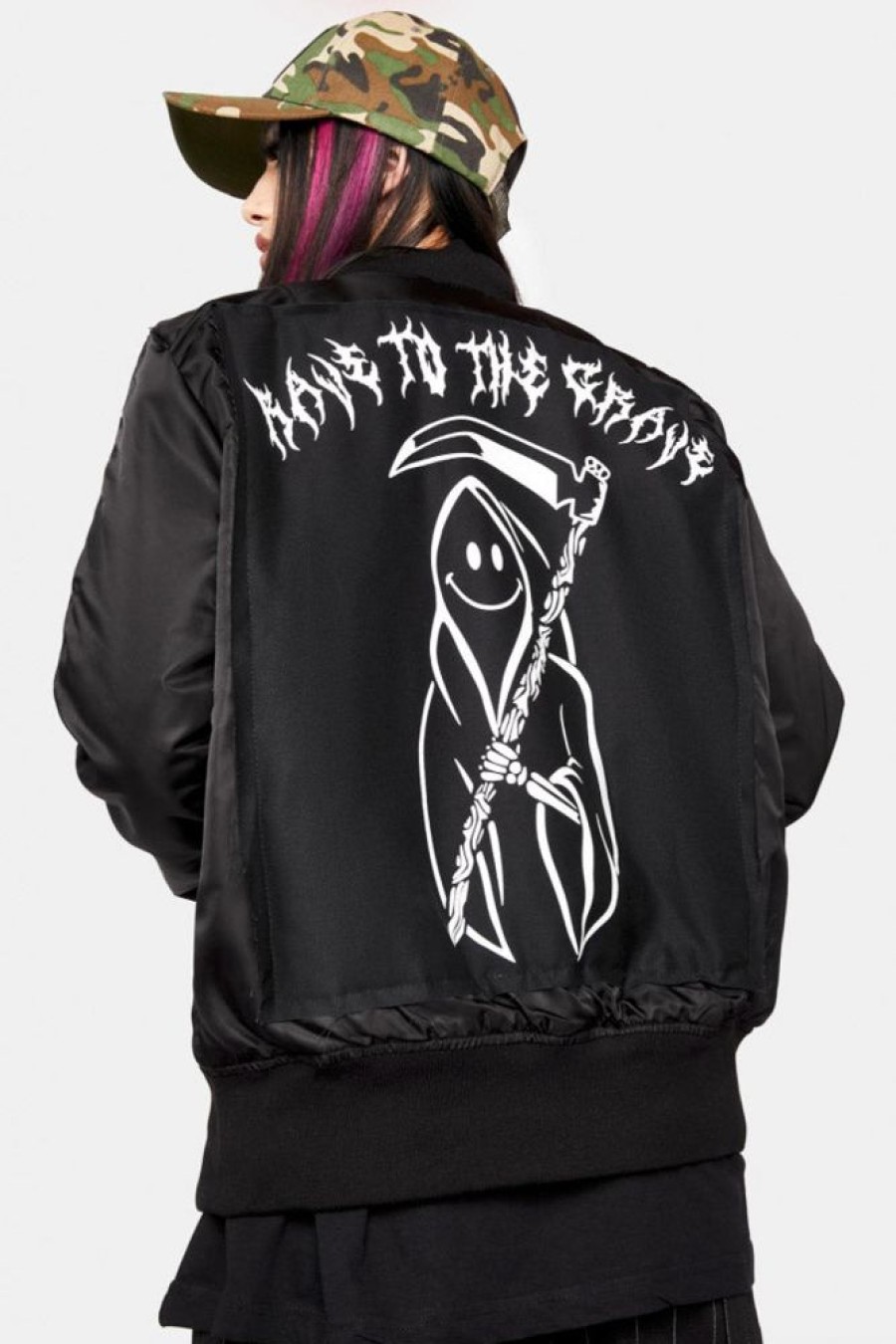 Unisex LONG CLOTHING | Rave To The Grave Ma1 Patch Jacket