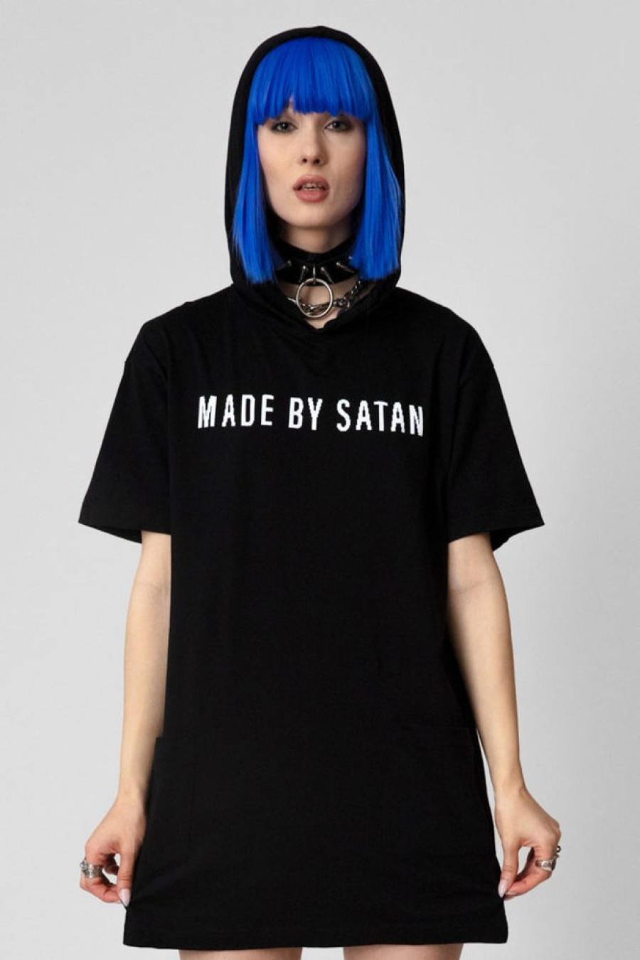 Unisex LONG CLOTHING | Made By Satan - Hooded Tshirt (B)