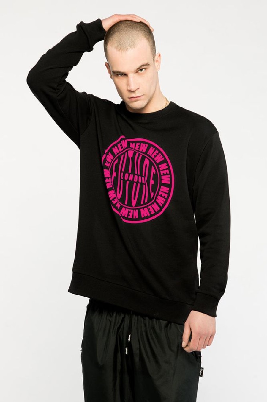 Unisex NEW FUTURE LONDON | Stamp Logo Sweatshirt (Black/Pink)