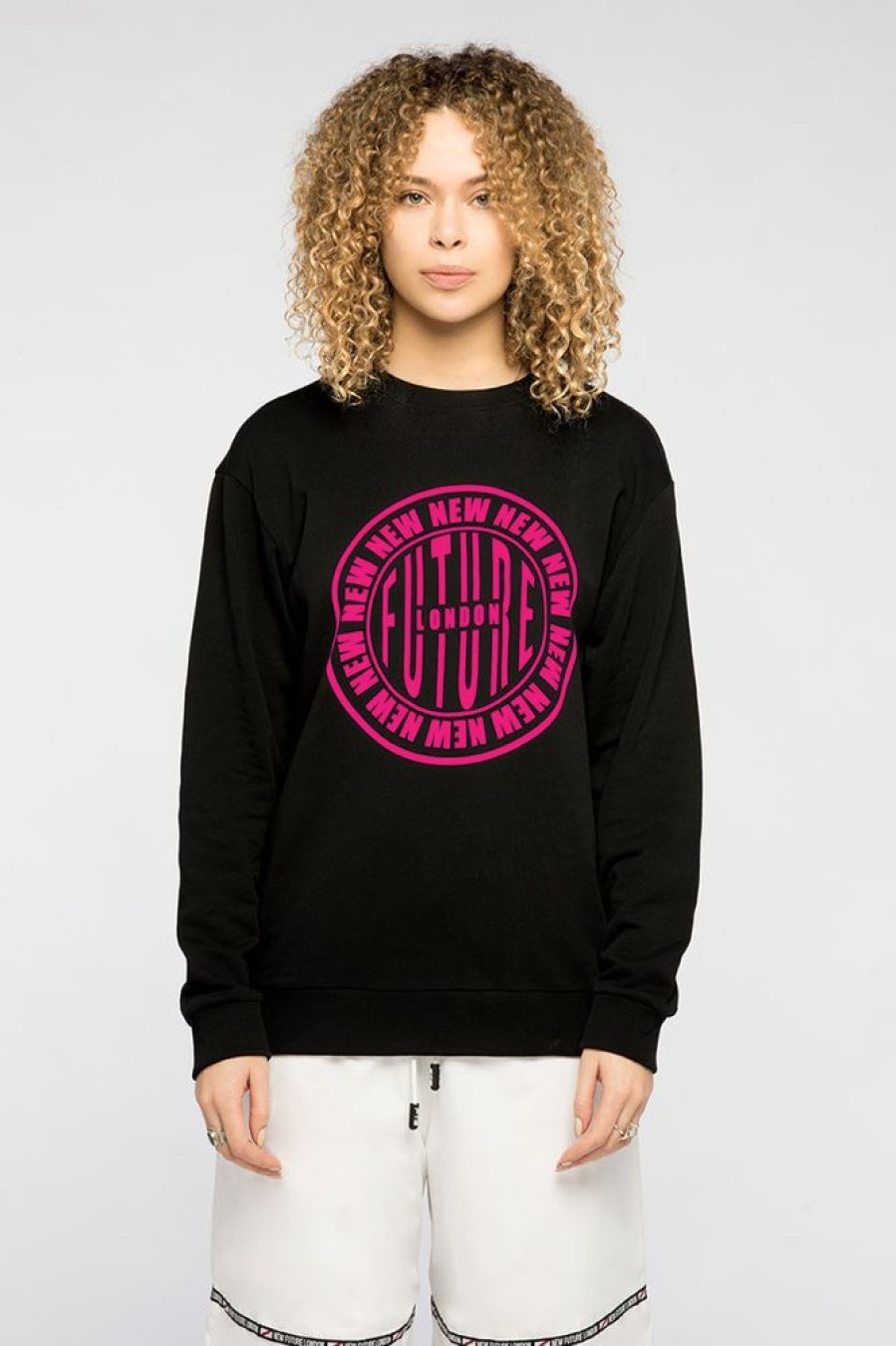 Unisex NEW FUTURE LONDON | Stamp Logo Sweatshirt (Black/Pink)