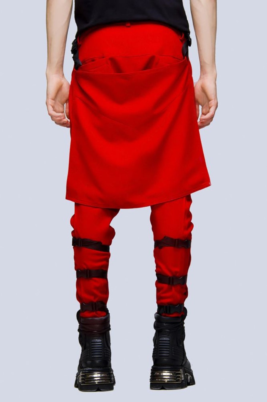 Women LONG CLOTHING | Clip Pants (Block Red)