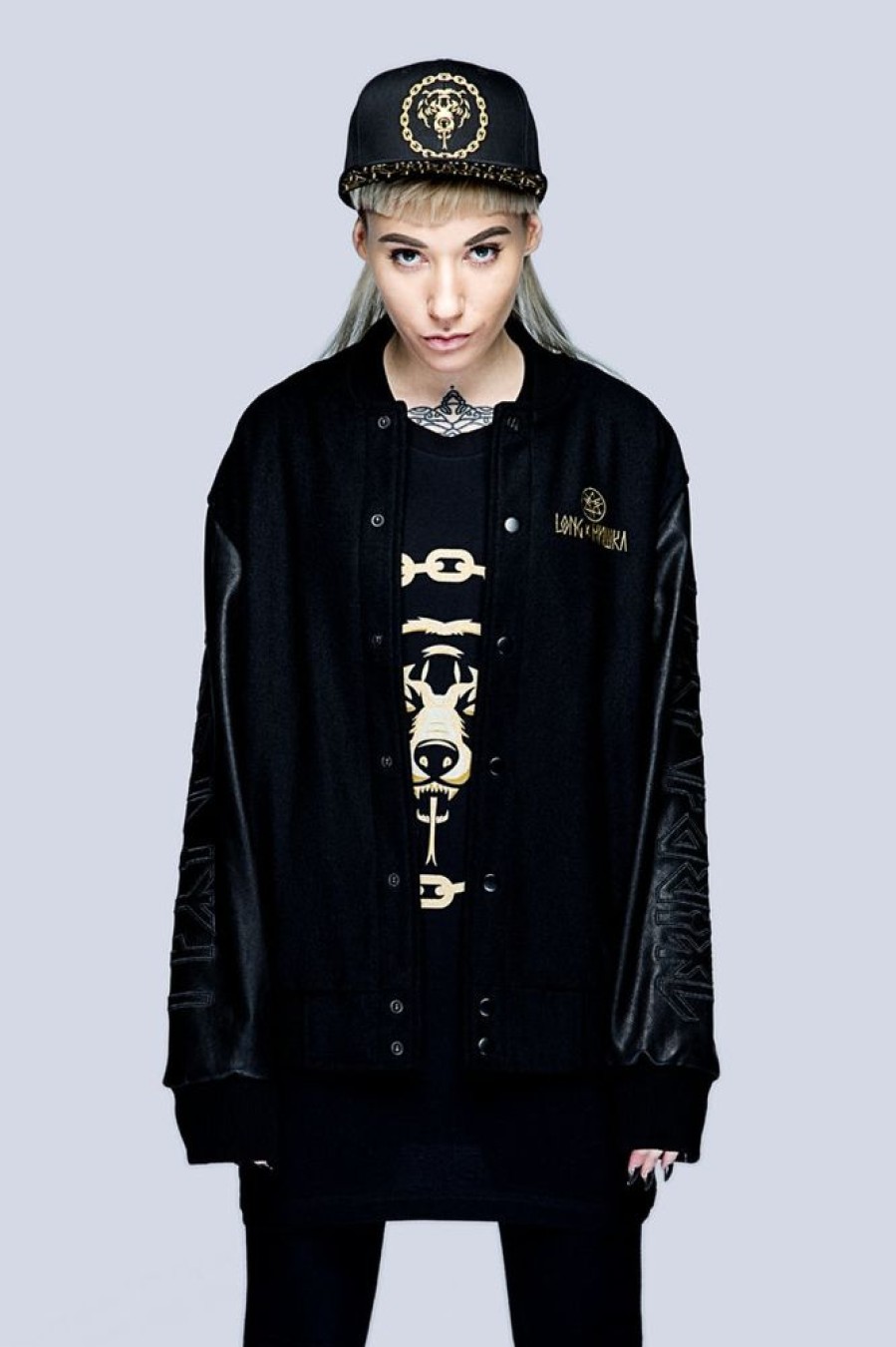 Unisex LONG X MISHKA | Death Adder Chain Varsity Jacket (Gold)