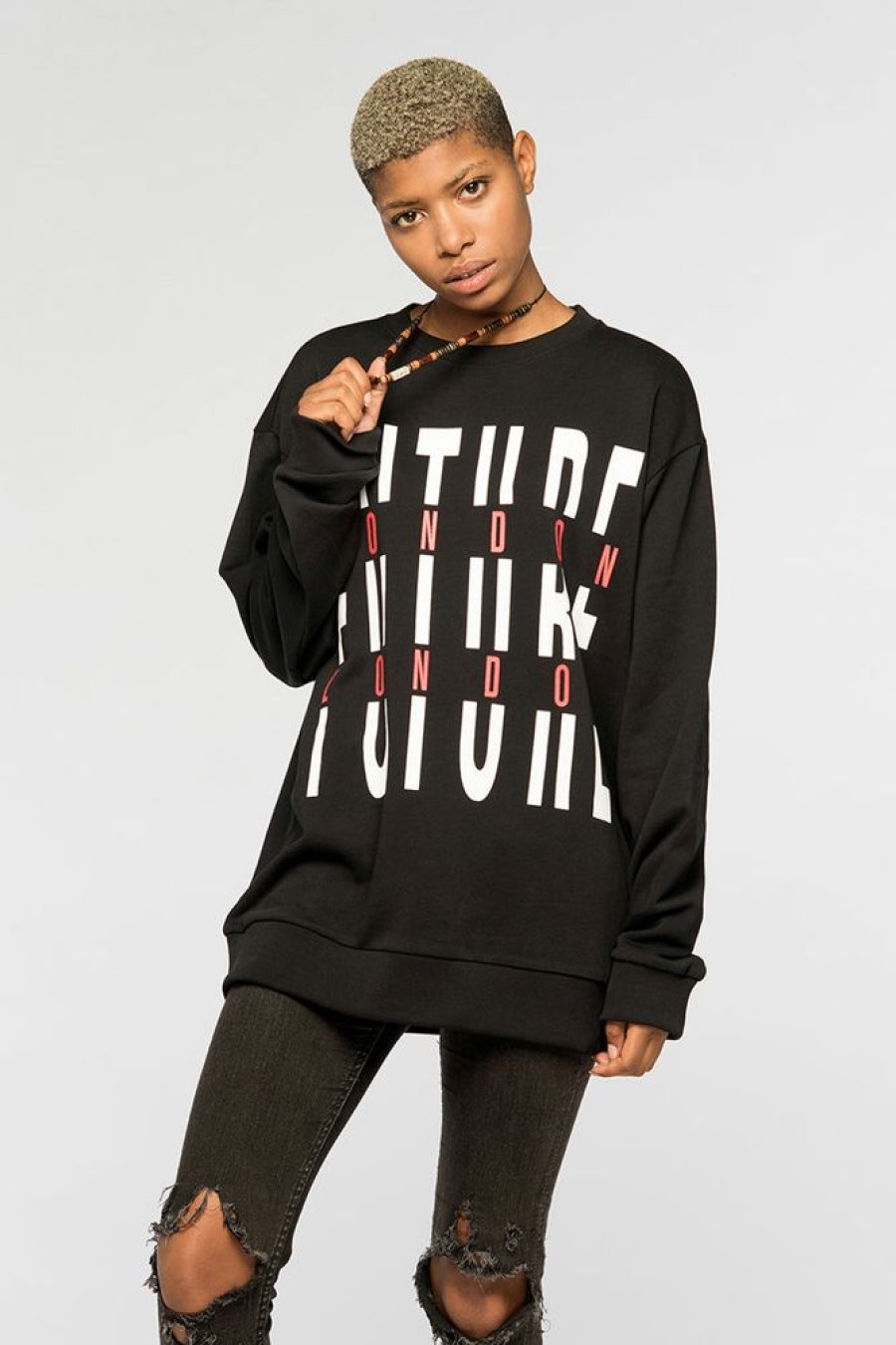 Unisex NEW FUTURE LONDON | Fracture Logo Sweatshirt (Black)