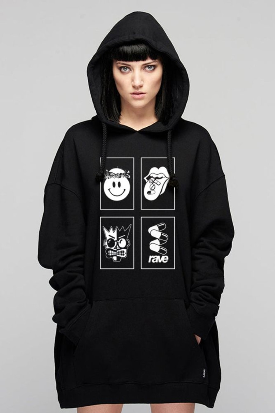 Unisex LONG CLOTHING | Rave Flyers Lux Oversize Hooded Sweat